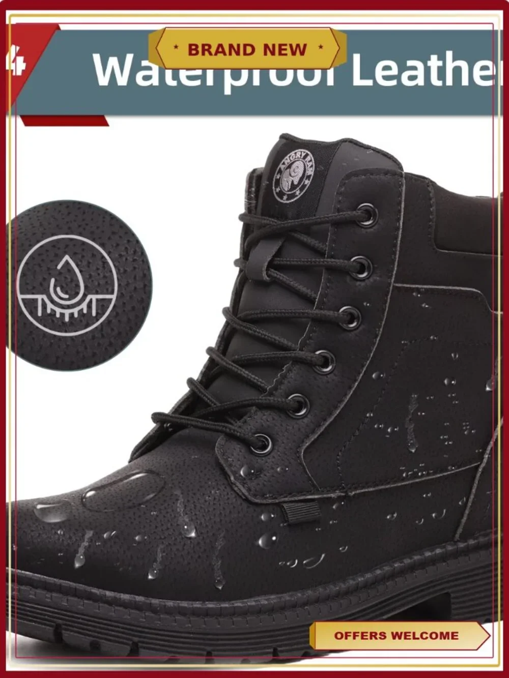 Men's Steel Toe Work Boots Memory Foam Industrial Construction Safety Boots